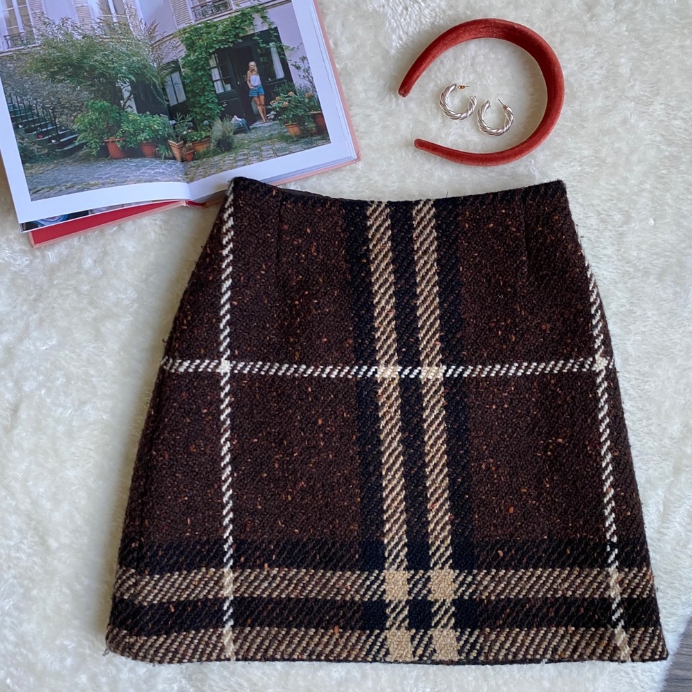 Vintage Burberry classic wool plaid skirt
